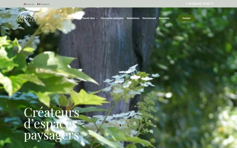 Page d'accueil du site Adonis Paysages, Paysagiste, Alpes-Maritimes et Var