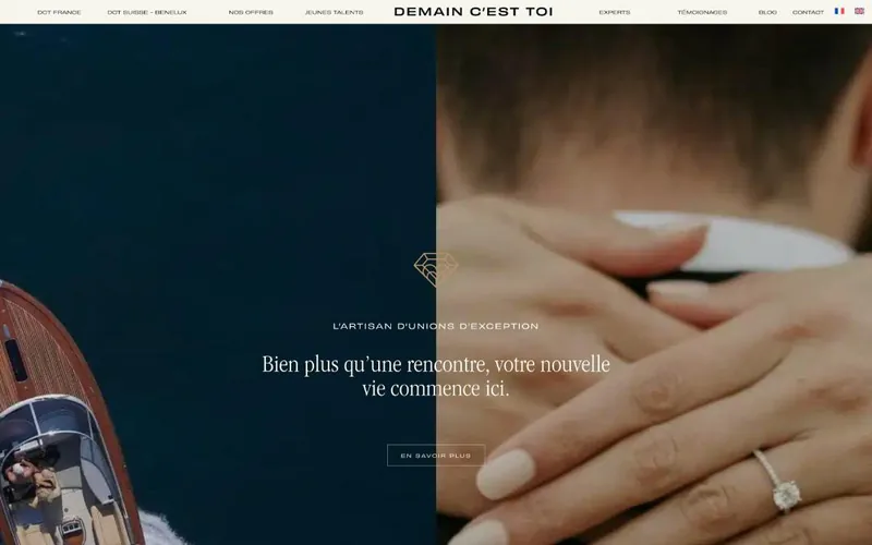 Page d'accueil du site Demain c'est toi, Agence matrimoniale, France et international