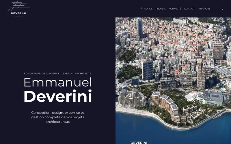 Page d'accueil du site Deverini Architectes, Agence d'architecture, Monaco