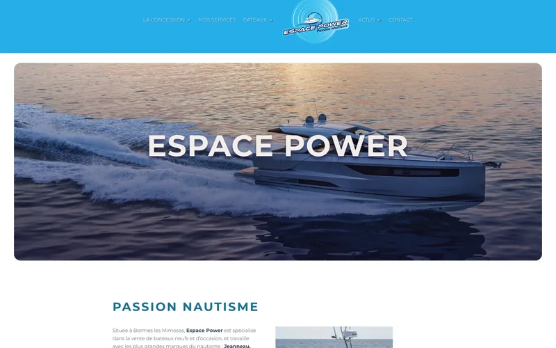 Page d'accueil du site Espace Power, Concession nautique, Bormes-les-Mimosas