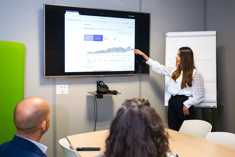 Atelier avec un client : lecture de la courbe de trafic Search Console du site sur seize mois