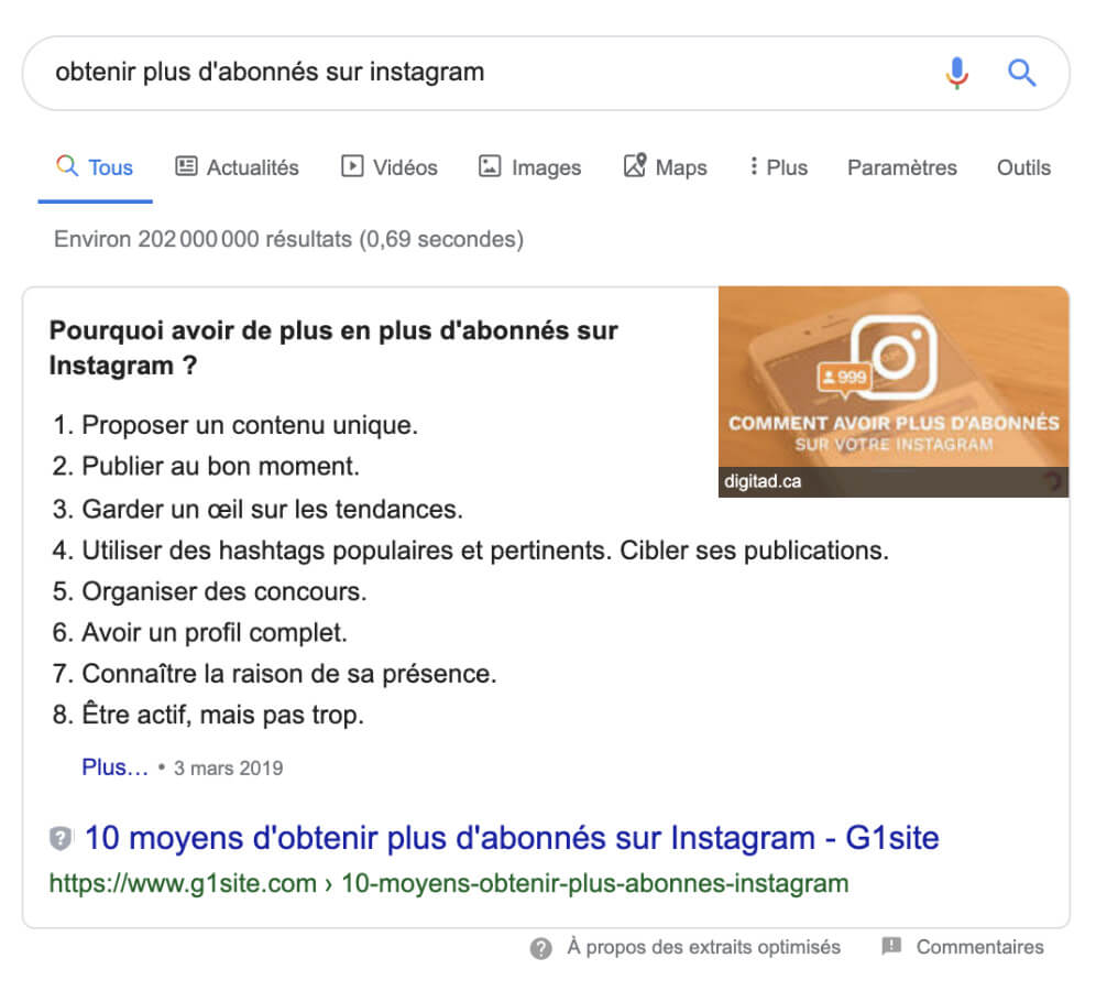Comment gagner des places sur un mot clé - exemple 7