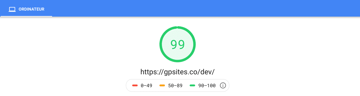 Performance du theme Generate Press