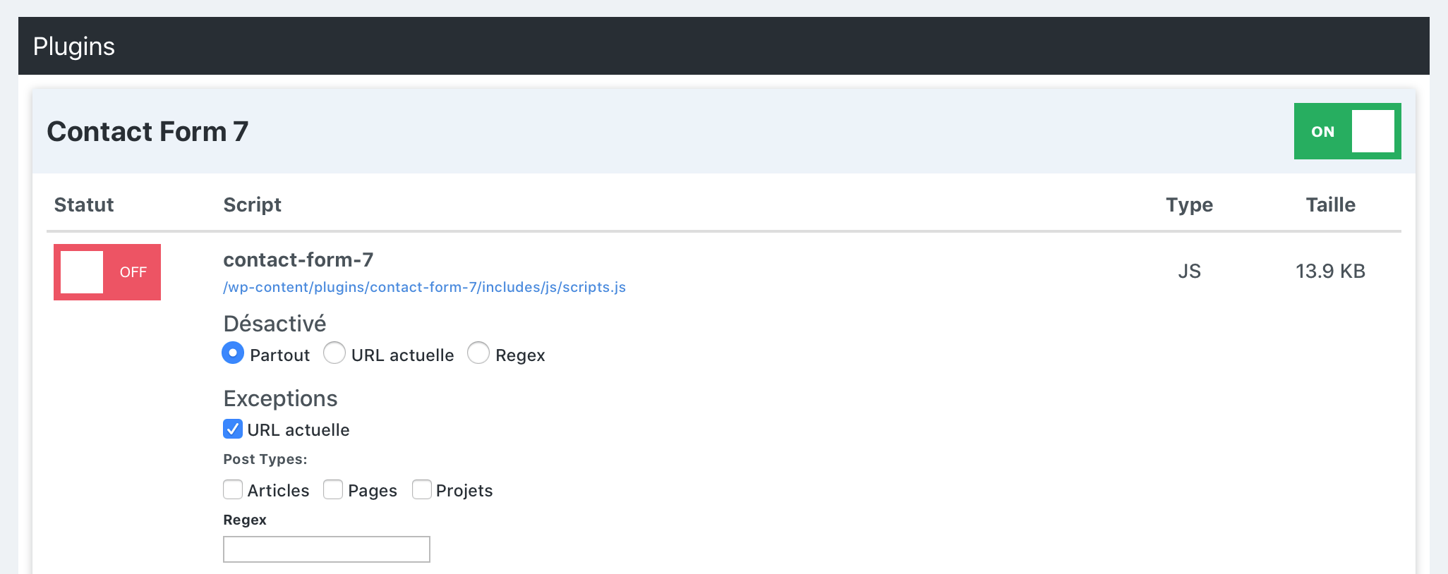 Réglages Perfmatters pour accélérer WordPress